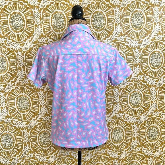 Frankie’s Bikinis Coco Terry Button Up Short Sleeve Shirt in Daisy Dream size XS - Picture 7 of 8